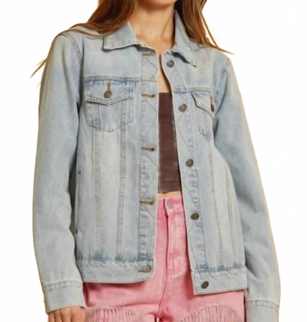 NEW SAVANNAH JANE embroidered denim jacket in blue